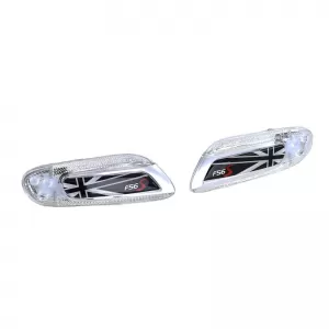 Side Fender Indicators suitable for Mini Cooper F56 13+ Union Jack Flag Black Led White 2 pcs-image-6294955