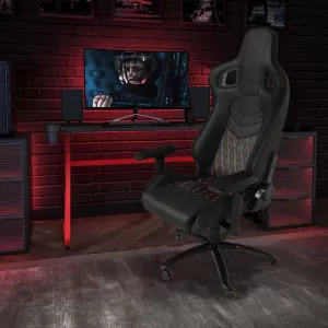 Bucket Seat RS Gaming Chair PVC - Suede Black/Red Cross Stitch Carner 2039-image-6295414