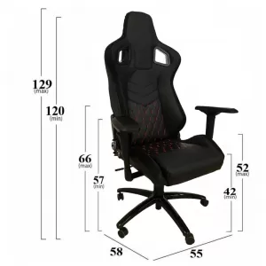 Bucket Seat RS Gaming Chair PVC - Suede Black/Red Cross Stitch Carner 2039-image-6295415