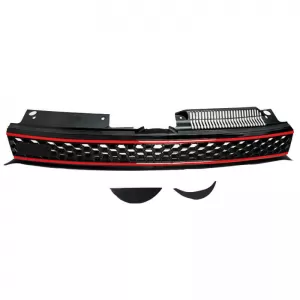 Front Grille suitable for VW Golf VI (6) 08-11 GTI Look Honeycomb With Red Line 1 Pc-image-6295809