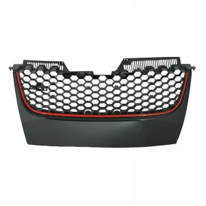 Front Grille suitable for VW Golf V (5) 03-08 / Jetta 05-11 GTI Look Badgeless Honeycomb With Red Line 1 Pc-image-6295815