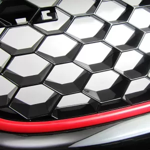 Front Grille suitable for VW Golf V (5) 03-08 / Jetta 05-11 GTI Look Badgeless Honeycomb With Red Line 1 Pc-image-6295816