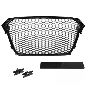 Front Grille suitable for Audi A4 B8 11-15 RS4 Look Honeycomb Glossy Black 1 Pc-image-6295820