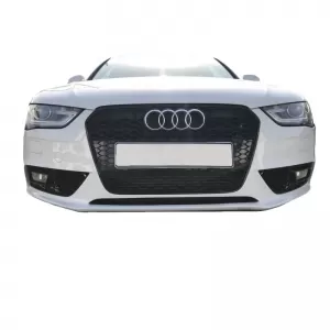 Front Grille suitable for Audi A4 B8 11-15 RS4 Look Honeycomb Glossy Black 1 Pc-image-6295826