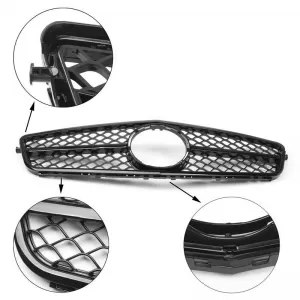 Front Grille suitable for Mercedes-Benz C-Class W204 07-14 A Design C63 Look with Single Fence Glossy Black 1pc-image-6295855