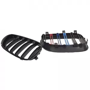 Front Grilles suitable for BMW 5 E60 03-11 M4 Look with Double Grille Tri-color / Glossy Black 2 Pcs-image-6295961