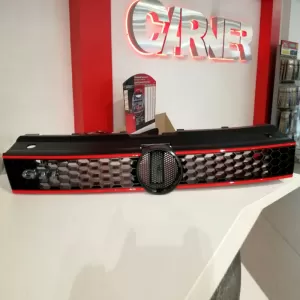 Front Grille suitable for Polo 6R/6C 09-16 GTI Look Honeycomb With Red Line 1 Pc-image-6296013