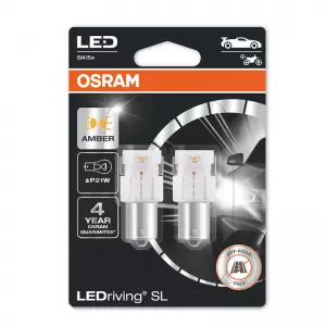 Led Signal Bulbs P21W BA15S Orange 12volt 1.3 watt Osram 7506DYP-02B 2pcs-image-6296361