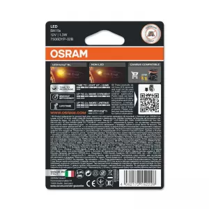Led Signal Bulbs P21W BA15S Orange 12volt 1.3 watt Osram 7506DYP-02B 2pcs-image-6296362