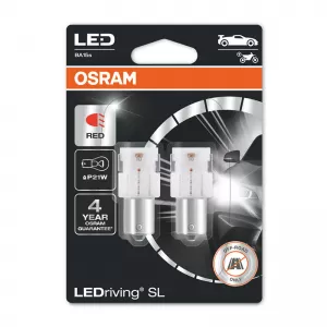 Led Bulbs P21W BA15S Single Red 12volt 1.4 watt Osram 7506DRP-02B 2pcs-image-6296404