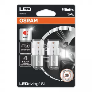 Led Bulbs P21/5W BAY15D Double 12volt 1.7 watt Red Osram 7528DRP-02B 2pcs-image-6296438