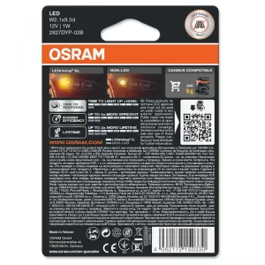 Led Signal Bulbs T10 12volt 1watt Orange Osram 2827DYP-02B 2pcs-image-6296470