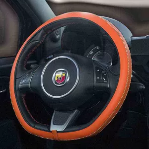 Steering Wheel Cover Leatherette Handmade Orange Medium 37-39cm HMA60NJ-image-6296675