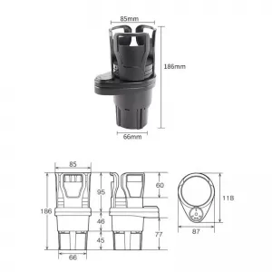 Drink Holder 2 In 1 Dual Cup Mount Extender Organizer 360° Rotating Adjustable Base Carbon-image-6296986
