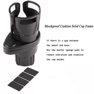 Drink Holder 2 In 1 Dual Cup Mount Extender Organizer 360° Rotating Adjustable Base Carbon-image-6296991