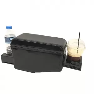 Car Armrest With Triple Drink Holder Universal Black 22228-image-6297229