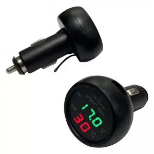 Car Voltmeter Thermometer USB Charger 3in1 With Red And Green Numbers 99162-image-6297521