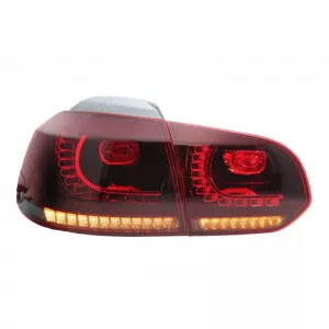 Tailights Set suitable for VW Golf VI (6) 08-12 Full Led Dynamic GTI R20 Look Cherry Red/Smoke VLand-image-6298835