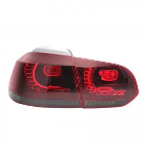 Tailights Set suitable for VW Golf VI (6) 08-12 Full Led Dynamic GTI R20 Look Cherry Red/Smoke VLand-image-6298837
