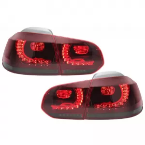 Tailights Set suitable for VW Golf VI (6) 08-12 Full Led Dynamic GTI R20 Look Cherry Red/Smoke VLand-image-6298838
