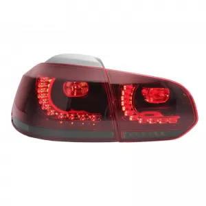 Tailights Set suitable for VW Golf VI (6) 08-12 Full Led Dynamic GTI R20 Look Cherry Red/Smoke VLand-image-6298839