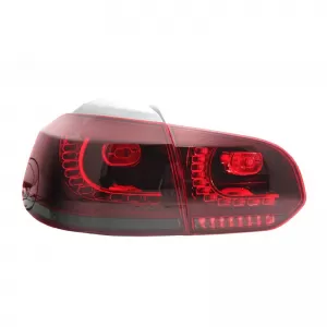Tailights Set suitable for VW Golf VI (6) 08-12 Full Led Dynamic GTI R20 Look Cherry Red/Smoke VLand-image-6298840