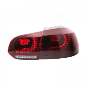 Tailights Set suitable for VW Golf VI (6) 08-12 Full Led Dynamic GTI R20 Look Cherry Red/Smoke VLand-image-6298841