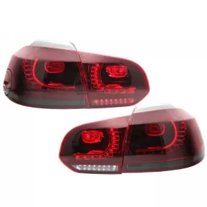 Tailights Set suitable for VW Golf VI (6) 08-12 Full Led Dynamic GTI R20 Look Cherry Red/Smoke VLand-image-6298842