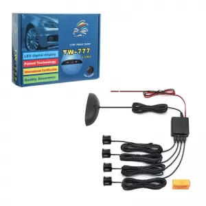 Parking Sensor PDC with 4 Sensors 22mm Gloss Black with Display and Buzzer TW-777-image-6299480