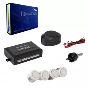 Senzor de parcare PDC cu 4 senzori de 18mm alb cu buzzer Osio OSP-235