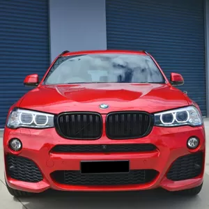 Front Grilles suitable for BMW X3 F25 LCI 14-17 / X4 F26 14-17 M4 Look with Double Grille Glossy Black with 7 Grilles 2 Pcs-image-6299501