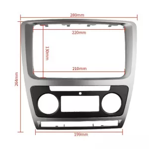 Double DIN (2DIN) Blendeplatte geeignet für Skoda Octavia 1Z 09-13 mit automatischer Klimaanlage Schwarz Silber 1 Stk.-image-6301350