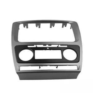 Double DIN (2DIN) Blendeplatte geeignet für Skoda Octavia 1Z 09-13 mit automatischer Klimaanlage Schwarz Silber 1 Stk.-image-6301351