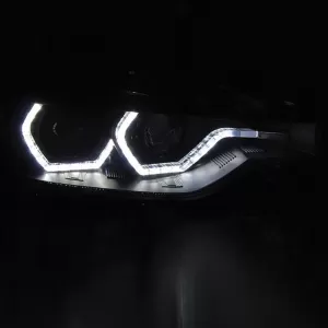 Headlights Set Suitable for BMW 3 F30 / F31 11-15 3D Angel Eyes Black H7/H7 With Motor Sonar-image-6301836
