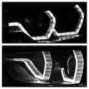 Headlights Set Suitable for BMW 3 F30 / F31 11-15 3D Angel Eyes Black H7/H7 With Motor Sonar-image-6301838