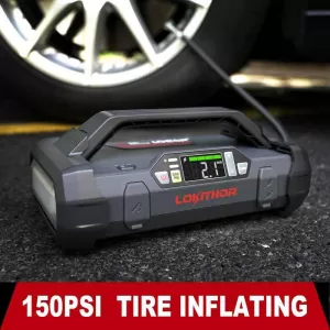 Car Booster, Powerbank, Compressor 150PSI, Led Light 4 in 1 Lokithor JA301 12 Volt 2000A-image-6301847
