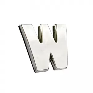 Autocolant Cromat Litera 3D ''W'' 2.7cm x 2.5cm 1 Bucată