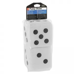 Fuzzy Dice ''Jumbo Size'' White 9x9cm 2 Pcs