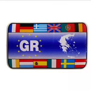 Autocol ''GR-EU Flags'' 7,6cm x 4,5cm cu Acoperire de Email 1 Bucată 20015