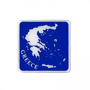 Autocolant Marcă Hartă Grecească ''GRECIA'' 7.8cm x 7.8cm Cu Acoperire de Email 1 Bucată 20027