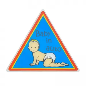 Autocolant Marcaj ''Baby In Auto'' 8,9cm x 7,6cm Albastru Cu Strat de Email 1 Bucată