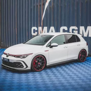 Side Skirts suitable for VW Golf VIII (8) 20+ Add on GTI & R Skirt Glossy Black From Abs Plastic Maxton Design 2 pc-image-6303093