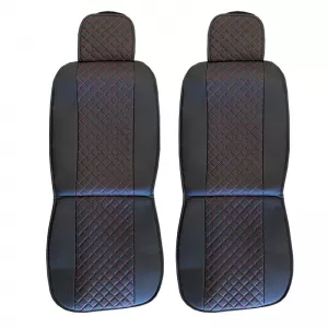 Seat Front Cushions PU Elegance Black With Red Seam 2 Pieces-image-6303896