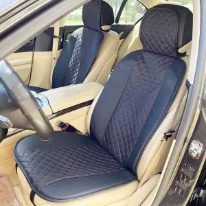 Seat Front Cushions PU Elegance Black With Red Seam 2 Pieces-image-6303901