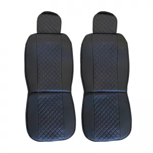 Seat Front Cushions PU Elegance Black With Blue Seam 2 Pieces-image-6303903