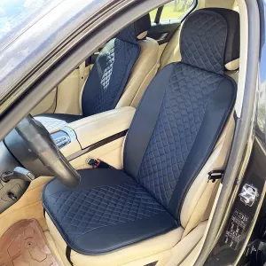 Seat Front Cushions PU Elegance Black With Blue Seam 2 Pieces-image-6303908