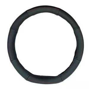 Steering Wheel Cover PU Serius D Black With Red Stitching Medium 38cm-image-6303910