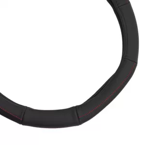 Steering Wheel Cover PU Serius D Black With Red Stitching Medium 38cm-image-6303911