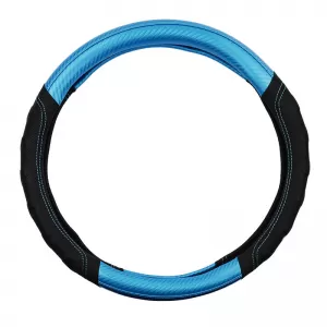 Steering Wheel Cover PU Speed Black / Blue Carbon With Blue Stitching Medium 38cm-image-6304098