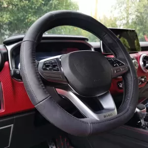 Steering Wheel Cover PU Serius D Black With Black Stitching Medium 38cm-image-6304123